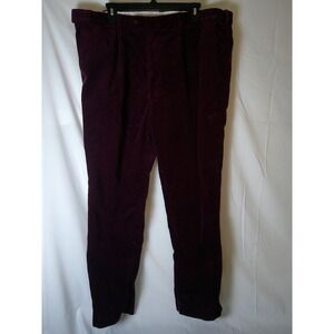 Peter Christian Men Pleated Corduroy Pants Burgundy‎ Size W40 L31